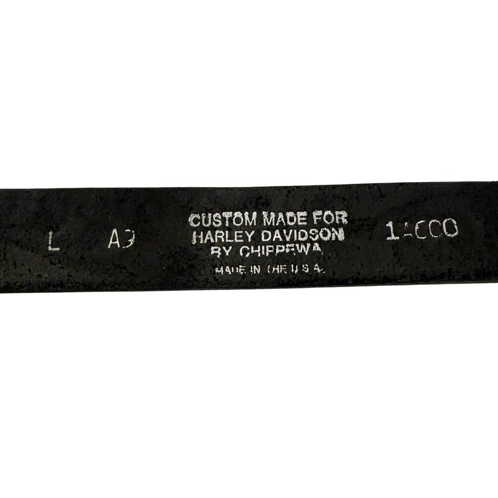 Harley-Davidson Black Leather Belt with Silver Engraved Buckle - Picture 12 of 12